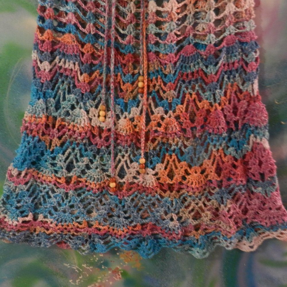 OOAK crochet boho mermaid skirt swim coverup custom handcrafted rose teal citrus - Picture 5 of 16